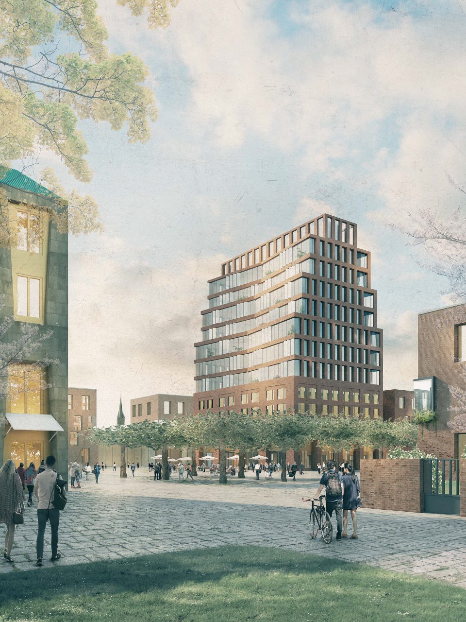 In Bedburg entsteht ein Stadtteil, der Maßstäbe setzten will was Mobilität, Versorgungskonzepte, Urbanität und nicht zuletzt Lebensqualität angeht. Die städtebauliche Vision entsteht in enger Zusammenarbeit von Bauherrin und Grundstückseigentümerin SYBAC Solar GmbH, der Stadt Bedburg und ksg.